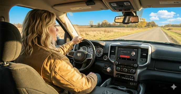 woman driving car while calling with 3CX