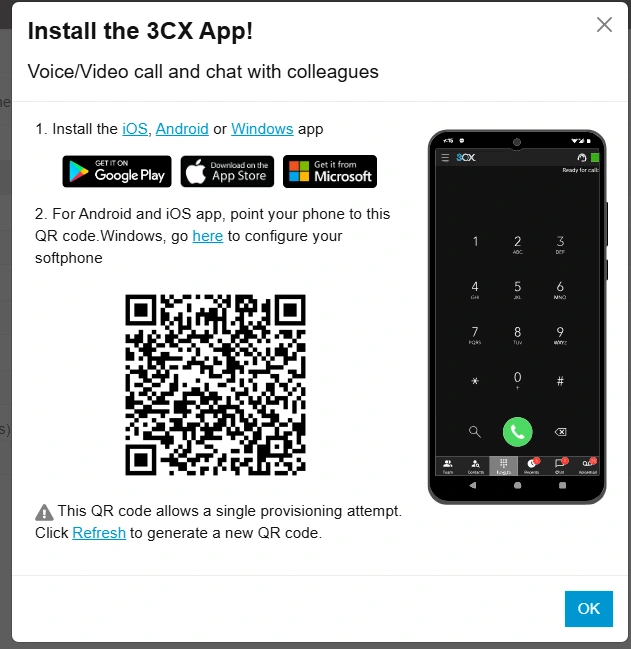 QR-codescanner in de 3CX webclient voor automatische configuratie