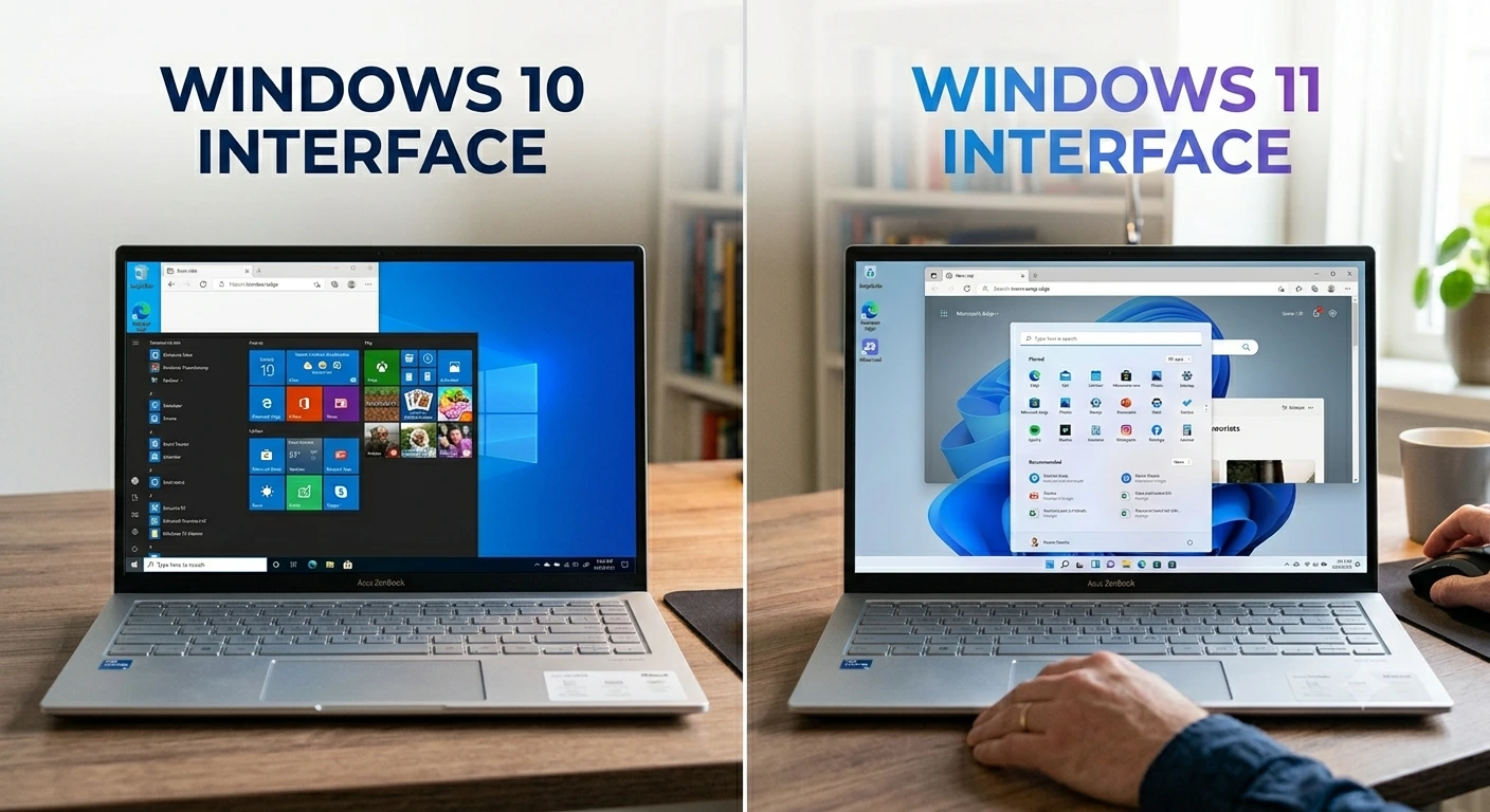 Vergelijking Windows 10 en Windows 11 interface voor bedrijven